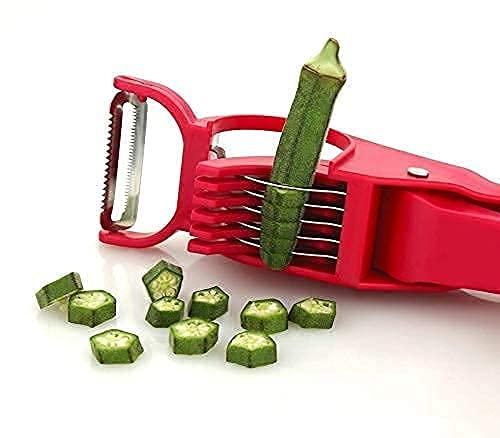 2-in-1 Vegetable Cutter with Peeler - Multicolor