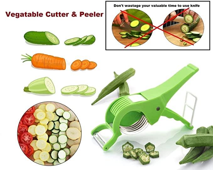 2-in-1 Vegetable Cutter with Peeler - Multicolor